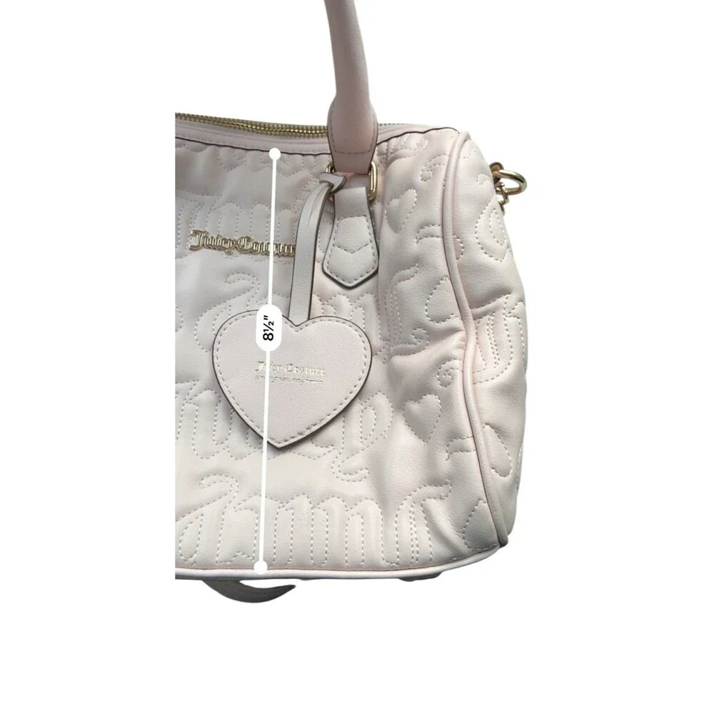 Juicy Couture Fame Satchel Pink Quilted Heart Charm Bag Y2K McBling Pop Coquette